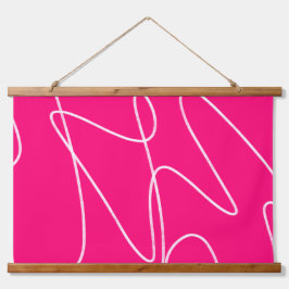 ホットピンクラインアート 吊り下げ型タペストリー