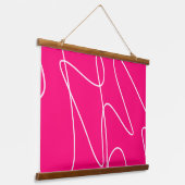 ホットピンクラインアート 吊り下げ型タペストリー (傾斜あり)