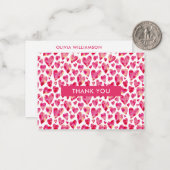 ホットピンクラブハートありがとう ノートカード (正面/裏面インサイチュ)