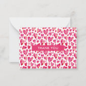 ホットピンクラブハートありがとう ノートカード (正面)