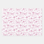 ホットピンクラブバグ虫のイラストレーションパターン ラッピングペーパーシート (正面3)