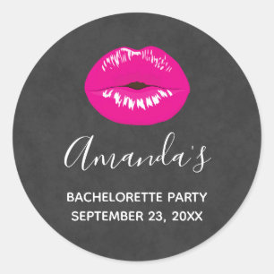 ホットピンクリップグラマラスイラストレーションバチェロレッテ ラウンドシール