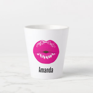 ホットピンクリップグラマラスイラストレーション カフェラテマグ