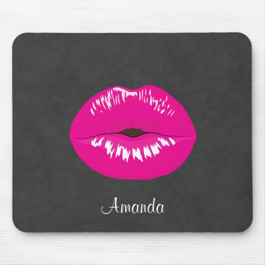 ホットピンクリップグラマラスイラストレーション マウスパッド (正面)