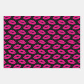 ホットピンクリップスティックキスパターントリオ ラッピングペーパーシート (正面3)