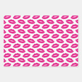 ホットピンクリップスティックキスパターントリオ ラッピングペーパーシート (正面2)