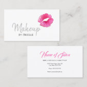 ホットピンクリップスティックキスモダンメイクアップアーティスト 名刺 (正面/裏面)