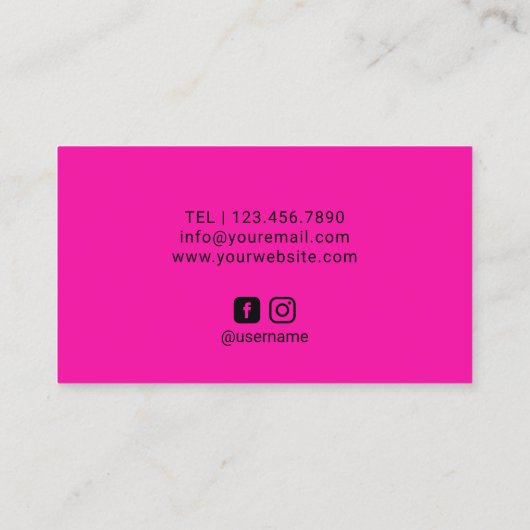 ホットピンクリップスティックメイクアップアーティストブラック美しいサロン 名刺 (裏面)