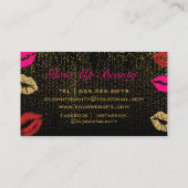 ホットピンクリップスティック化粧アーティスト金ゴールドブラック 名刺 (裏面)