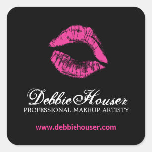 ホットピンクリップスティック化粧品ステッカー スクエアシール