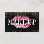 ホットピンクリップメイクアップアーティストモダン金ゴールド紙吹雪 名刺 (正面)