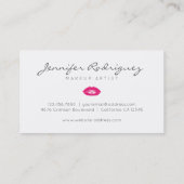 ホットピンクリップリップメイクアップアーティストコスメティック 名刺 (裏面)