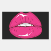 ホットピンクリップ – キスとスマイル! 長方形シール (正面)