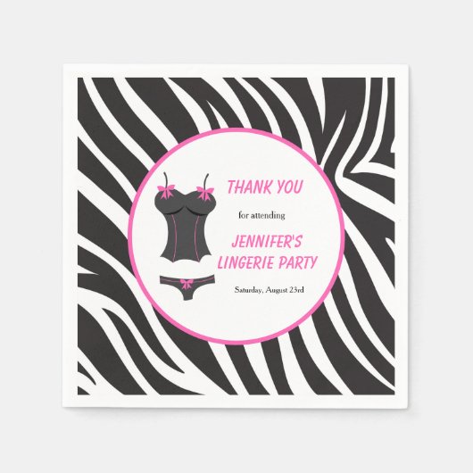 ホットピンクリンジェリーパーティーありがとう スタンダードカクテルナプキン (正面)