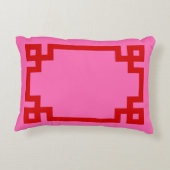 ホットピンクレッドギリシャ鍵つる植物モノグラムDIY BG アクセントクッション (裏面)