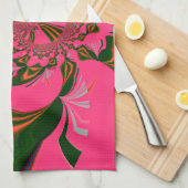 ホットピンクレッドゴールデングリーン キッチンタオル (四つ折り)