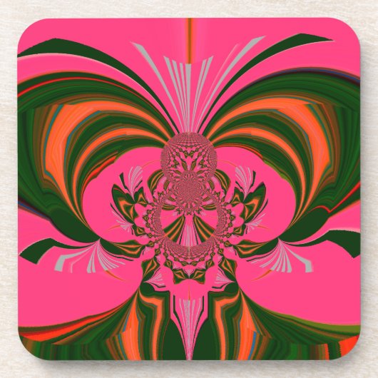 ホットピンクレッドゴールデングリーン コースター (正面)