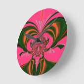 ホットピンクレッドゴールデングリーン ラウンド壁時計 (傾斜)