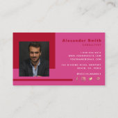 ホットピンクレッドビジネスマーケティングプロフェッショナル写真 名刺 (裏面)