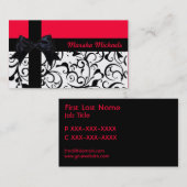 ホットピンクレッドブラックダマスクカスタムの名刺 名刺 (正面/裏面)