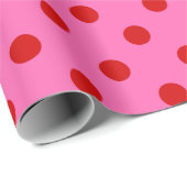 ホットピンクレッド水玉模様DIYカラーラッピング紙 ラッピングペーパー (ロールコーナー)