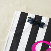 ホットピンクレトロインスパイア白黒名 ビーチタオル (インサイチュ)