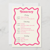 ホットピンクレトロウェーブバチェロレッテ週末の日程 招待状 (裏面)