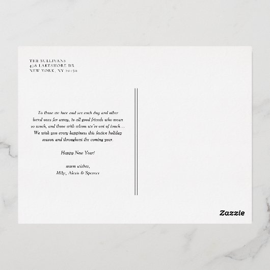 ホットピンクレトロタイポグラフィハッピーニューイヤー2枚 箔シーズンポストカード (裏面)