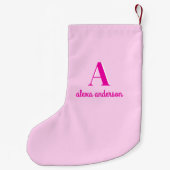 ホットピンクレトロドリーモノグラム スモールクリスマスストッキング (裏面)