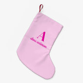 ホットピンクレトロドリーモノグラム スモールクリスマスストッキング (正面 (吊り時))