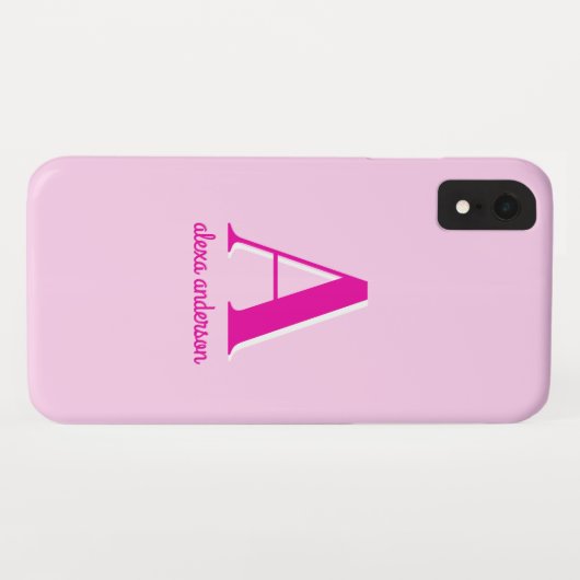 ホットピンクレトロドリーモノグラム Case-Mate iPhoneケース (裏面(横))