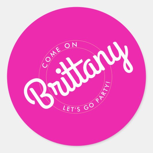 ホットピンクレトロドリー行くぞパーティー! ラウンドシール (正面)