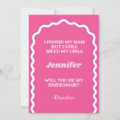 ホットピンクレトロフォント波状アーチマイブリーズメイド 招待状 (正面)