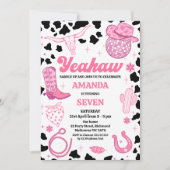 ホットピンクレトロロデオウエスタンディスコ誕生日 招待状 (正面)