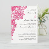 ホットピンクレース結婚式招待状 招待状 (スタンド正面)