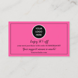 ホットピンクロゴありがとうビジネス報酬パンチ ロイヤリティカード