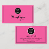 ホットピンクロゴありがとうビジネス報酬パンチ ロイヤリティカード (正面/裏面)