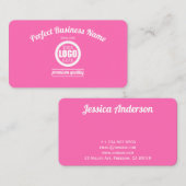 ホットピンクロゴの追加カスタムシンプルエレガントガーリー 名刺 (正面/裏面)