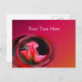 ホットピンクローズブド抽象芸術花 ポストカード (正面/裏面)