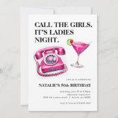 ホットピンクロータリー電話コール女の子誕生日 招待状 (正面)