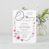 ホットピンクワイルドフラワーズリースワンダーフルガールパーティー 招待状 (スタンド正面)
