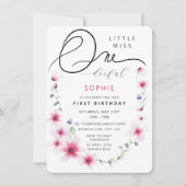 ホットピンクワイルドフラワーズリースワンダーフルガールパーティー 招待状 (正面)