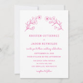 ホットピンクワイルドフラワー結婚式招待状 招待状 (正面)