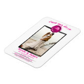 ホットピンクワックスシール写真結婚式の日付を保存 マグネット (左側)