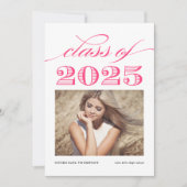 ホットピンクヴィンテージクラス2025写真卒業 案内状 (正面)