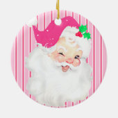 ホットピンクヴィンテージサンタウィンクレトロクリスマスツリー セラミックオーナメント (裏面)