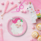 ホットピンクヴィンテージサンタウィンクレトロクリスマスパーティー ペーパープレート (パーティー)