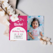 ホットピンク人形フォト招待状、ファッション人形パーティー 招待状