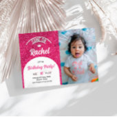 ホットピンク人形フォト招待状、ファッション人形パーティー 招待状