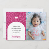 ホットピンク人形、ファッション人形ありがとうフォトカード 招待状 (正面)